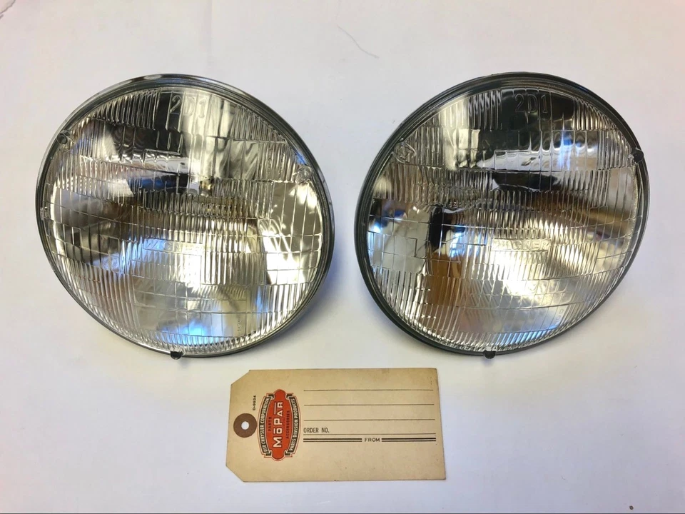 Para 1940-1955 DeSoto Chrysler dianteiro 6 volts feixe selado farol lâmpada par - Imagem 2 de 4