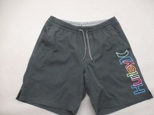 Hurley Size M Mens Black Stretch Waist Drawstring Pocket Swimming Shorts 424