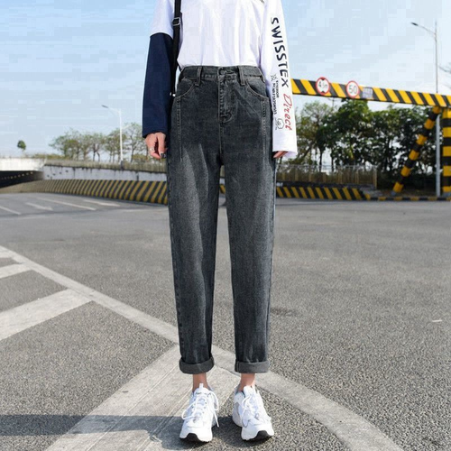 Women's Fashion Trend Straight Jeans Simple Loose Casual Comfortable Pants