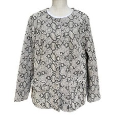 Chi By Falchi Leather Jacket Womens 1x Snake Print Crewneck Sueded Leather