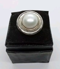 Vintage Signed CN Real Pearl 925 Sterling Silver Sz 7 1" 121