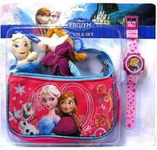 Fast Forward Disney Frozen Anna and Elsa Handbag, Plush, and Watch Gift Set-New 