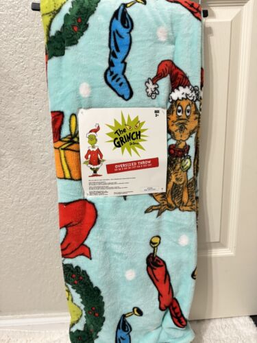 The GRINCH Dr. Seuss Holiday Plush Blanket Christmas Oversized Throw 50”x60”