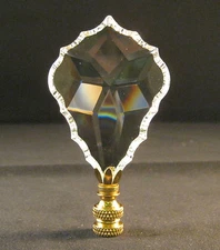 LAMP FINIAL-STUNNING 24% LEAD CRYSTAL LAMP FINIAL**BRASS BASE** (LARGE)