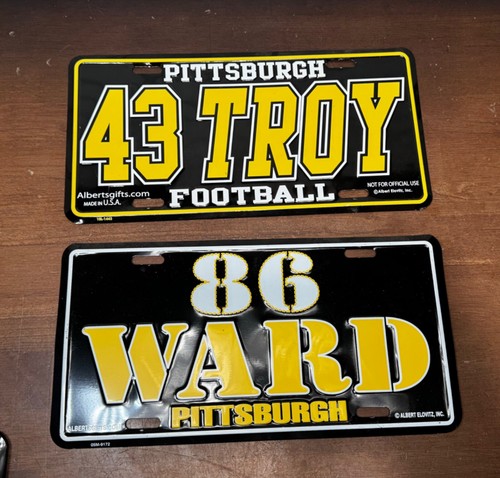 2 Pittsburgh Steelers Metal License Plates - 43 Troy & 86 Ward NFL Football - Picture 2 of 5