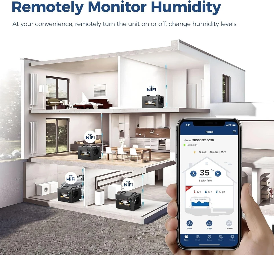 ALORAIR 120PPD Crawlspace Dehumidifier WiFi Basement Commercial Warehouse 1500sq - Image 3 of 4