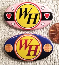 Waffle House PIN BUTTON SET OVAL Pink with Hearts Fast Food Restaurant Gift Rare