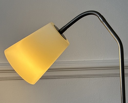 Vintage IKEA Basisk Gooseneck Floor Lamp Tested Milk Glass Shade 110cm Tall E14 - Picture 6 of 16