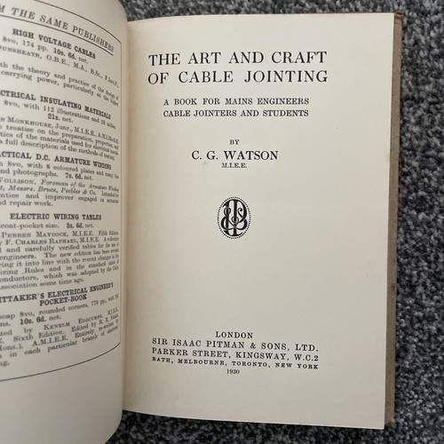 The Art And Craft Of Cable Jointing Book C G Watson Electrics Pitman 1930 IDRU - Foto 16 di 16