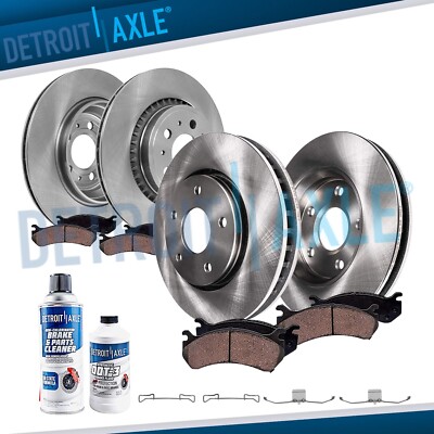 10pc 12.44'' Front 12.13'' Rear Disc Rotors Brake Pad Kit for 2003-2014 Volvo XC90