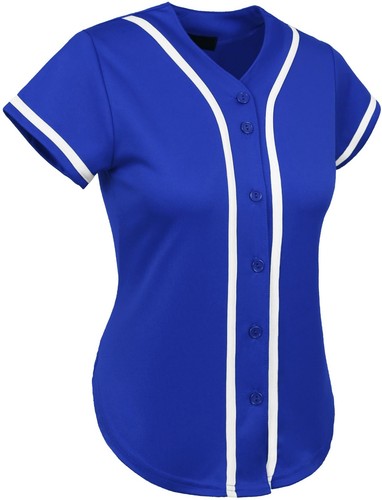 Camiseta de béisbol femenino Raglan Plain T Shirt Team Sport Button Fashion Tee Casual - Imagen 12 de 50