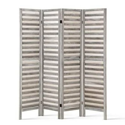 Artiss 4 Panel Foldable Wooden Room Divider Grey Decorative