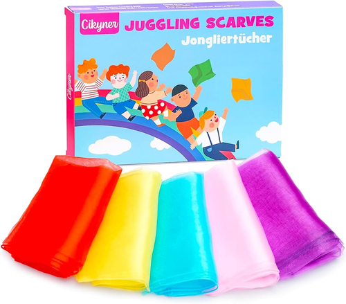Sciarpe Di Giocoleria, 5 Pezzi Di Foulard Giocoleria Colorati 60X60 Cm Sciarpe D - Foto 12 di 12