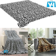 Animal Skin Throw Roll Mink Super Soft Faux Fur Print Warm Blanket Sofa Bed Camp