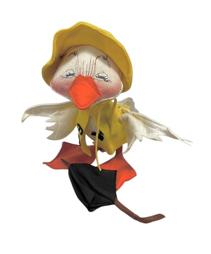 Annalee Boy Duck Felt Doll Raincoat Hat Spring Easter Vtg 1984 W Tag 12" Tall