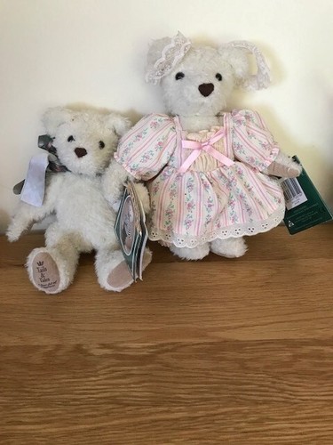 Osos de peluche vintage Tails & Tales regalos dorados X 2 osos con etiquetas articulados 8" - Imagen 4 de 4