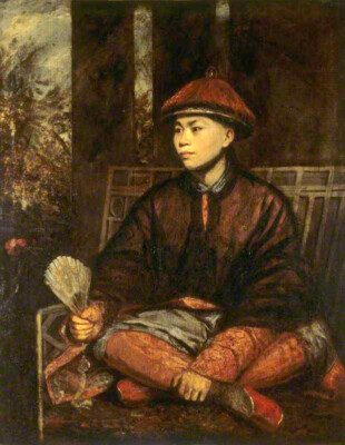 Oil painting Chinese man Huang-Ya-Dong-Wang-Y-Tong-Sir-Joshua-Reynolds