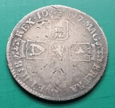 1697 William III silver shilling coin #1090