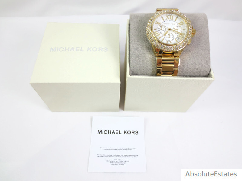 NEW Michael Kors Camille Gold Pave Glitz Ladies Chronograph Watch