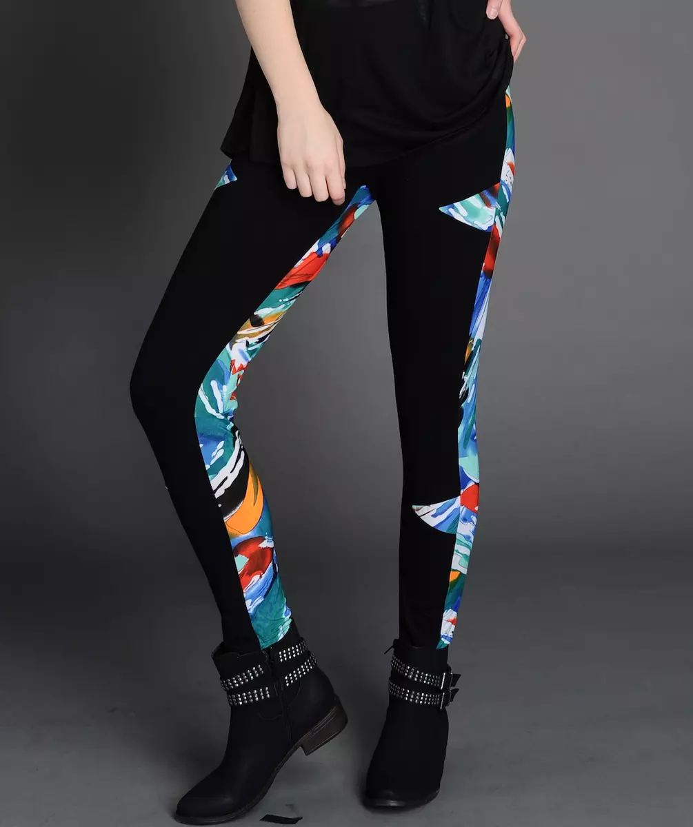 NEW Ladies Two Tone Black and Liquid Paint Multi-Colours Cotton