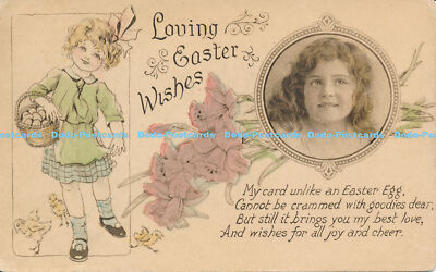 R176274 Grußkarte. Liebevolle Osterwünsche. Ein Mädchen. 1919
