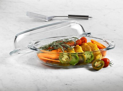 2,25L Borcam Glas Ofenfest Form Oval Braten Backauflauf Backformen & Deckel