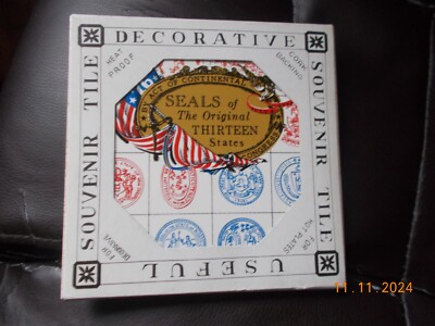 Screencraft Decorative Hot Plate Tile with Seals of the Thirteen Colonies