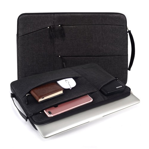 Black Laptop Handle sleeve bag for 13" 14" 15" 16" Hp Lenovo Microsoft Acer Asus - Picture 3 of 5