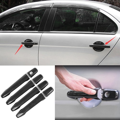 Carbon Fiber Style Exterior Side Door Handle 8X For Mitsubishi Lancer EVO 07-17 - Picture 1 of 20