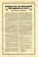 Nadelfabrik Wolff & Knippenberg in Ichtershausen XL 1925 Reklame Thüringen Stahl