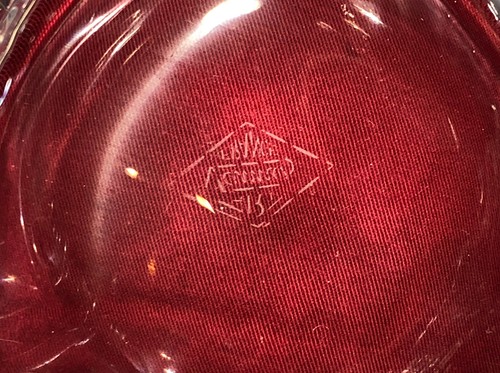 Vannes Le Chatel Francia Cristal Arte Vidrio Cuenco Triángulo Centro de mesa Firmado - Imagen 10 de 12