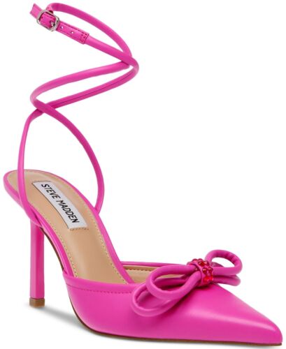 Steve Madden Women's Sherise Ankle-Strap Leather Pumps, Valley Pink Size 5.5M
