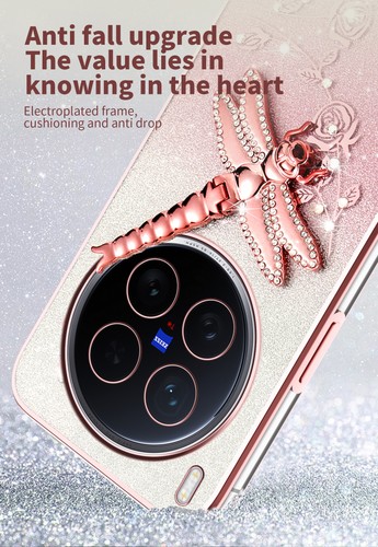 For vivo X200 Ultra, Fashion Bling Glitter Butterfly Stand Soft Clear Cover Case - 第 15/18 張圖片