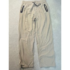 Khaki Nylon Elastane Jogger Pants Cargo Pockets Drawstring Waist Womens XL