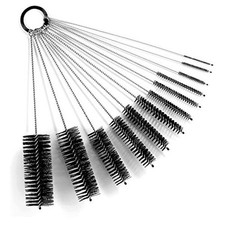 Black Nylon Cleaning Brush Set, 12-Piece, 9.8 Inch Tube Brushes - Set of 12