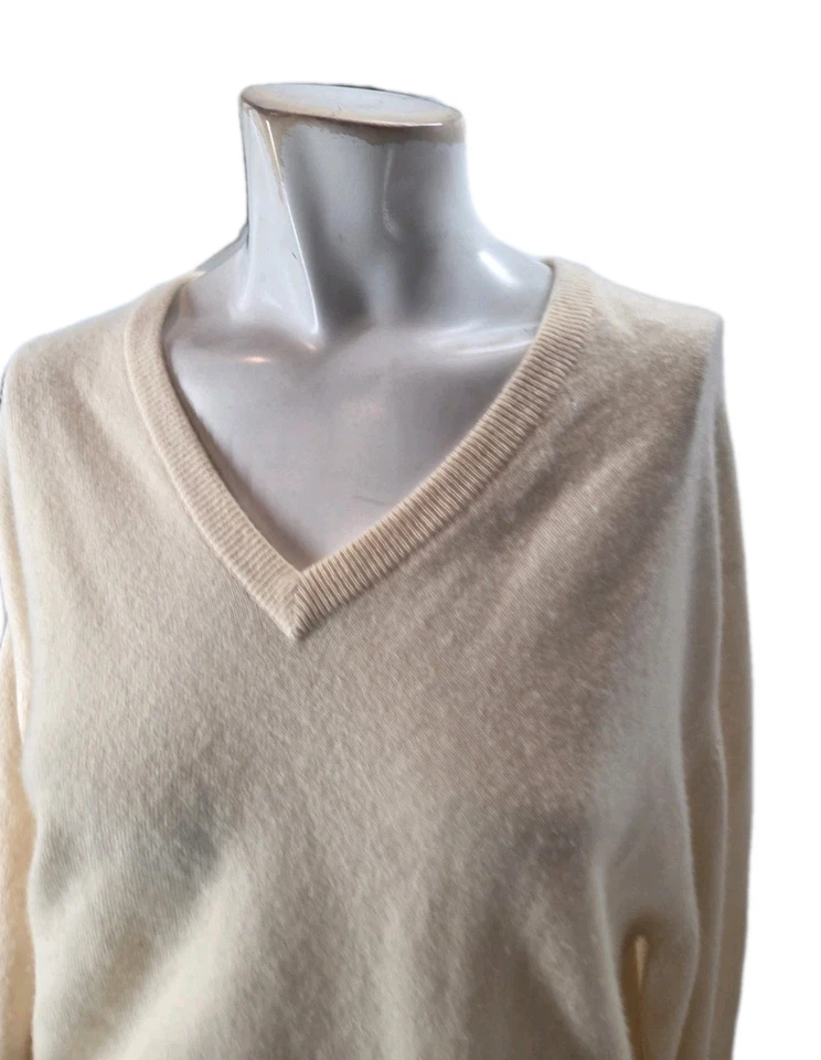 Suéter Peter Scott Hawick Escocia Para Hombre 42 Crema Pura Cachemira De Colección Cuello en V Foto 3 de 4