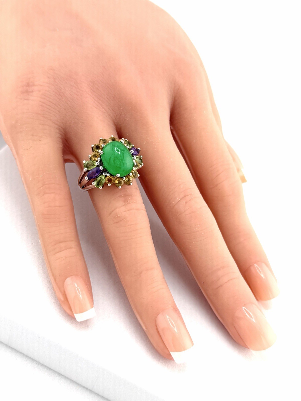 STERLING SILVER MULTI-GEMSTONE STATEMENT RING- GR… - image 6