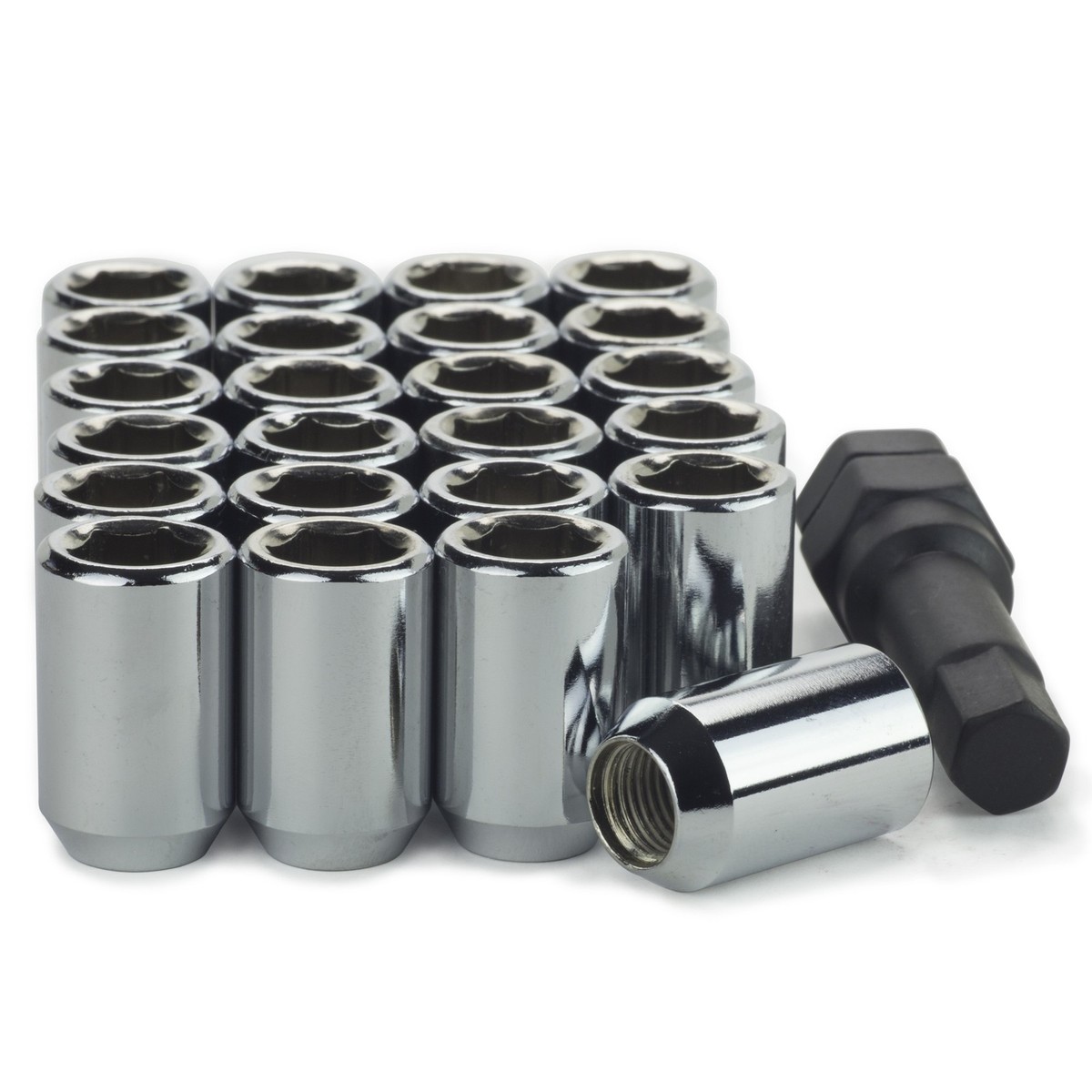 20 Lug Nuts Tuner Acorn 7/16-20 Chrome Socket Style Open End