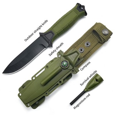 Fixed Blade Camping Knife with Multi-Function Sheath Black/Green Available