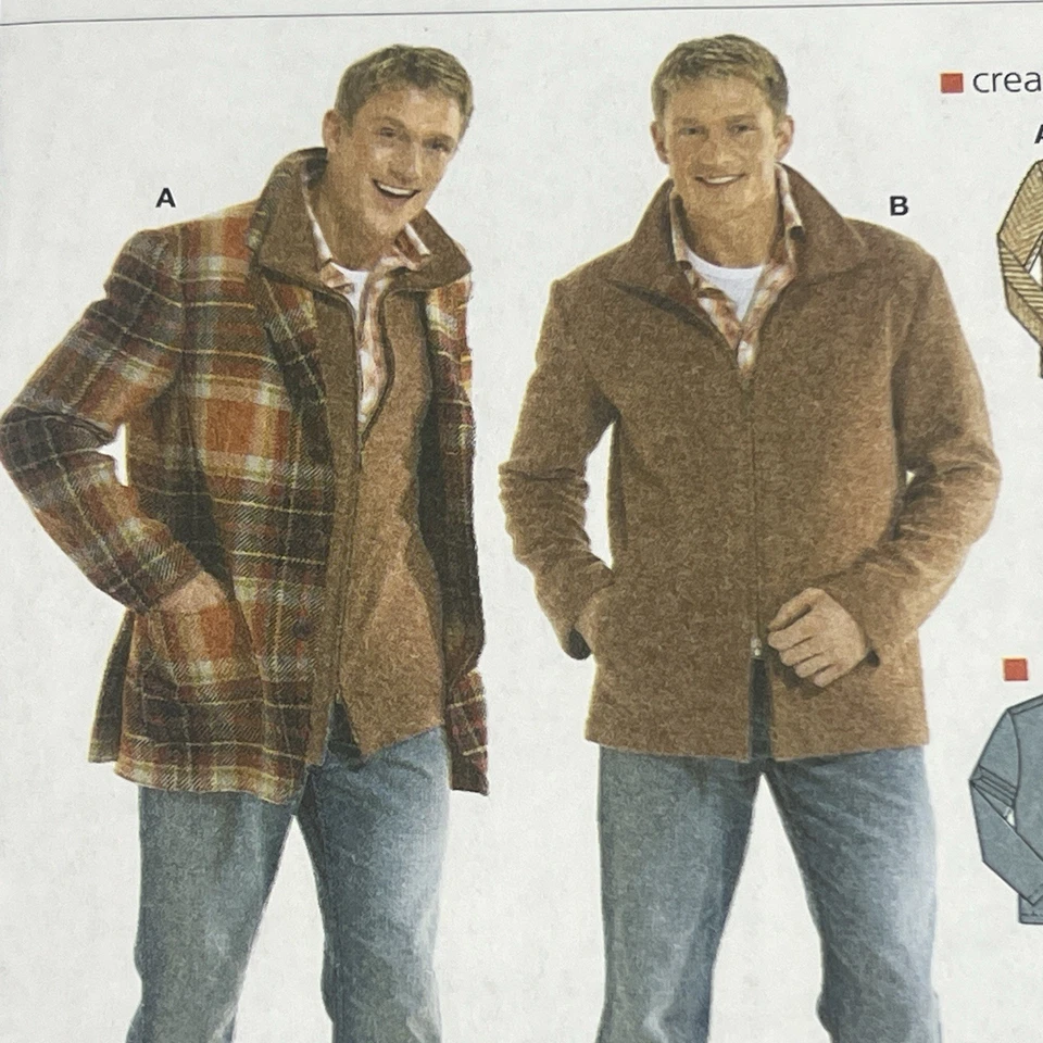 Burda 8135 Sewing Pattern Mens Tweed, Fleece, Wool Jacket Zip UNCUT Sizes 34-50 - Image 2 of 4