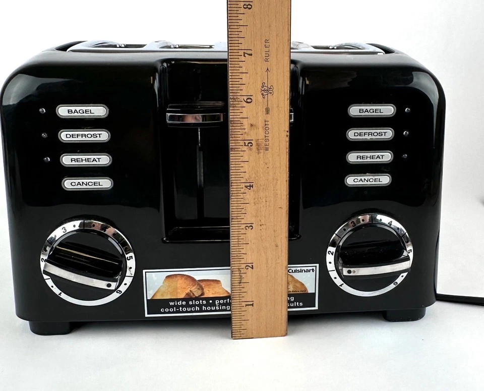 Cuisinart 4 Slice Toaster Black Glass Bagel Reheat Defrost Cancel  - Image 4 of 4