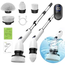 Electric Spin Scrubber, Full-Body IPX7 Waterproof Bathroom Scrubber with Powe...