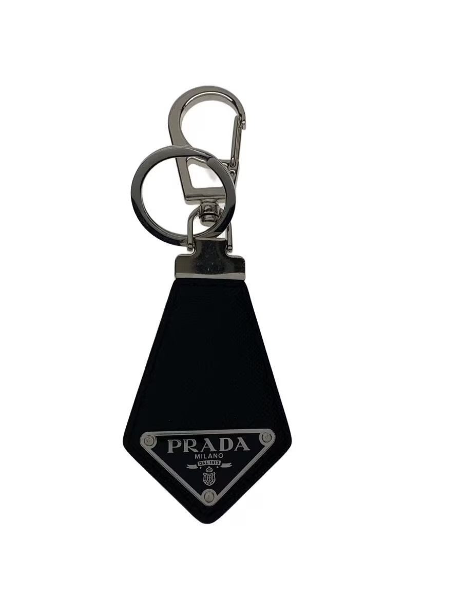 PRADA Leather Keychain Black Men's