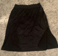 Vassarette Black Nylon Half Slip Size 2XL 28  Slit And Lace EUC