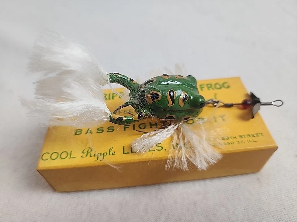 Редкая Классная Лягушка для Литья Ripple Ранние 40-е Новый из старых запасов Коробка с Одним Крючком и Бумага Приоритет - Изображение 3 из 4