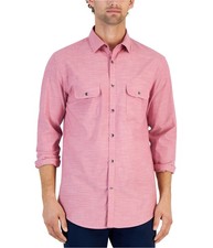 Alfani Mens Heathered Button Up Shirt