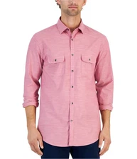 Alfani Mens Heathered Button Up Shirt