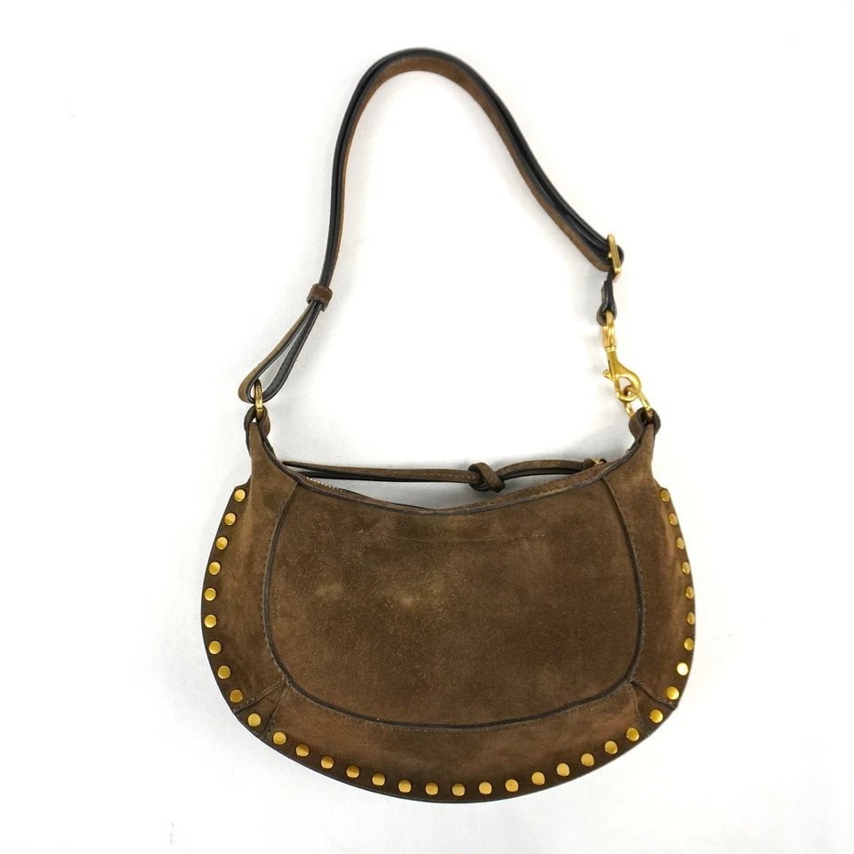 Bolso de hombro Isabel Marant Oskan Moon de gamuza con tachuelas para mujer en bronce y oro Foto 2 de 4