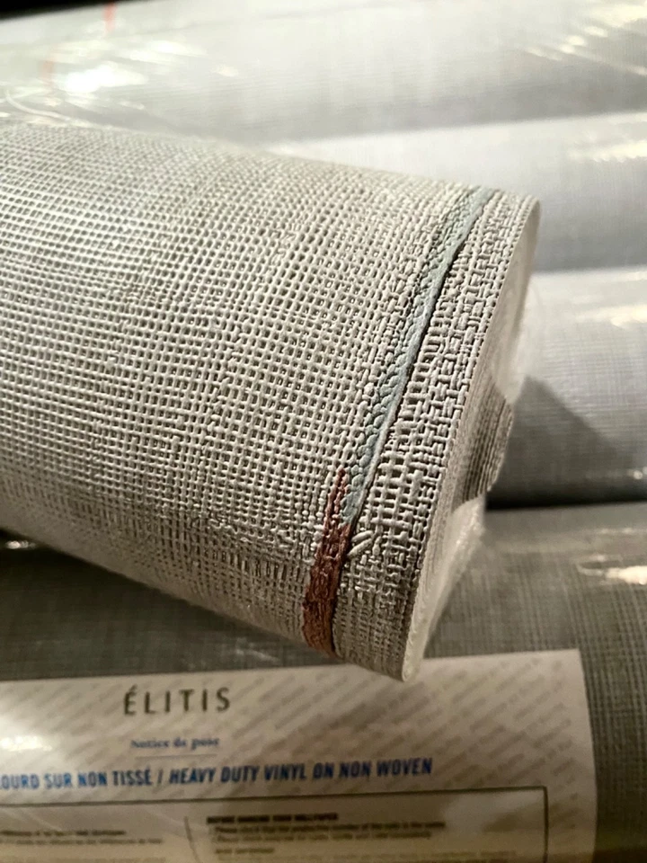 Papel pintado de vinilo textil deconstruido 33YD ELITIS Francia 921 Volos $1515 venta al por menor Foto 4 de 4