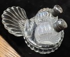 Vintage Clear Pressed Glass Salt&Pepper w/Turkey Tail/Shell Tray — photo 2